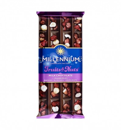 Шоколад Millennium Fruits&Nuts молочний з журавлиною 90г