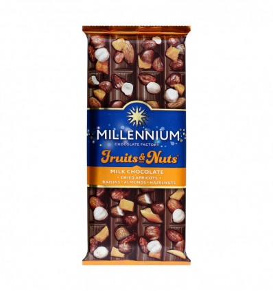 Шоколад Millennium Fruits&Nuts молочний з курагою 90г