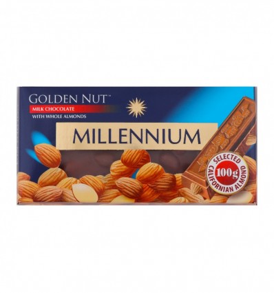 Шоколад Millennium Golden Nut молочний з цілим мигдалем 100г