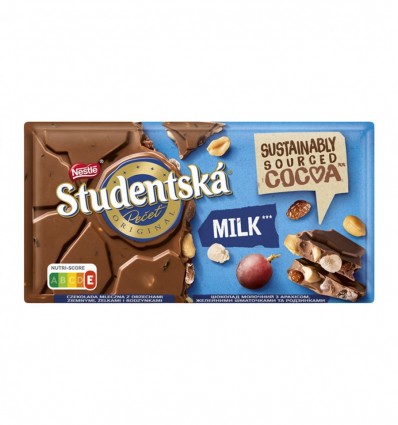 Шоколад Studentska молочний з арахісом желе родзинками 170г