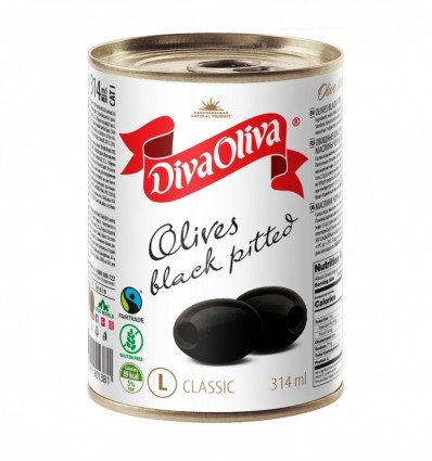 Маслини Diva Oliva чорні без кісточки 314мл