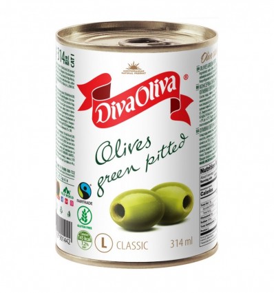 Оливки Diva Oliva зеленые без косточки 300г
