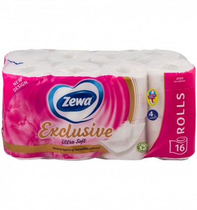 Бумага туалетная Zewa Exlusive белая 4 слоя 16 рулонов