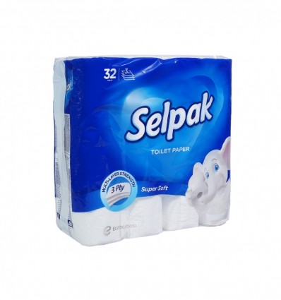 Бумага туалетная Selpak Super Soft 3-х слойная белая 32шт/уп