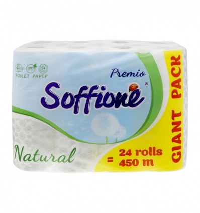 Папір туалетний Soffione Premio Natural 3-х шаровий 24шт/уп