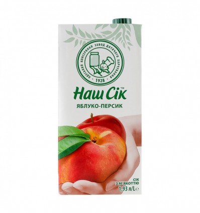 Сік Наш сік Яблуко-персик з м`якоттю 1.93л