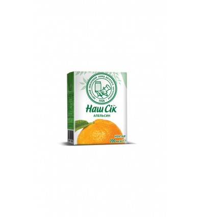 Нектар Наш Сок неосветленный апельсиновый 200мл