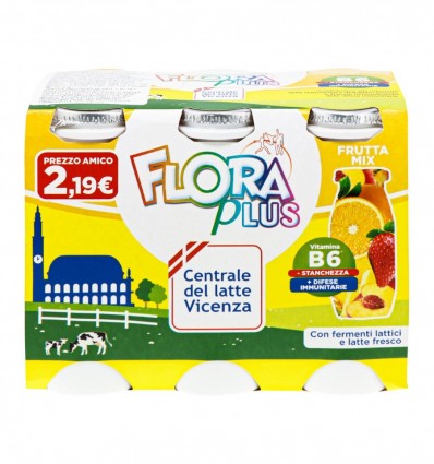 Продукт кисломолочний Flora Plus Фруктовий мікс 6х100г/уп