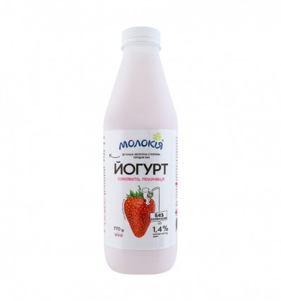 Йогурт Молокія Соковита полуниця 1.4% 770г