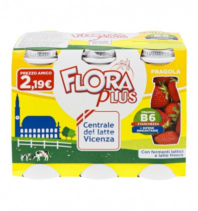 Продукт кисломолочный Flora Plus Клубника 6х100г/уп