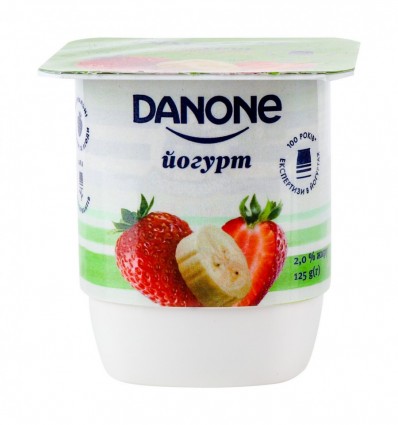 Йогурт Danone Клубника-банан 2% 125г