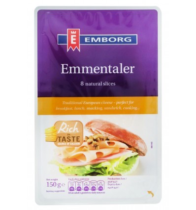 Сир Emborg Emmentaler твердий нарізаний 45% 150г