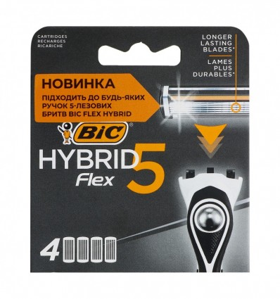 Кассеты сменные для бритья Bic Hybrid 5 Flex 5-лезвий 4шт/уп