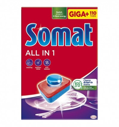 Таблетки для посудомоечных машин Somat All in 1 110шт