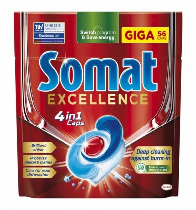 Капсулы для посудомоечных машин Somat Excellence 4 in 1 56шт