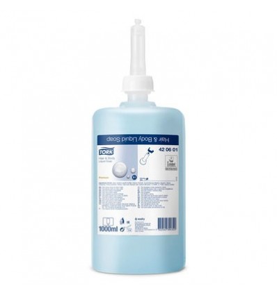 Tork 420601 Premium Жидкое мыло-гель для тела и волос, 1000 мл, светло-голубые S1