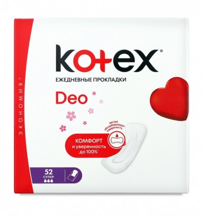 Прокладки ежедневные Kotex Deo Супер ароматизированные 52шт
