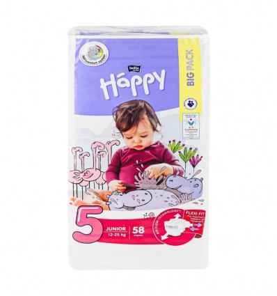 Подгузники Bella Baby Happy Junior 5 для детей 12-25кг 58шт/уп