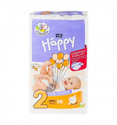 Подгузники Bella Baby Happy Mini 2 для детей 3-6кг 38шт/уп