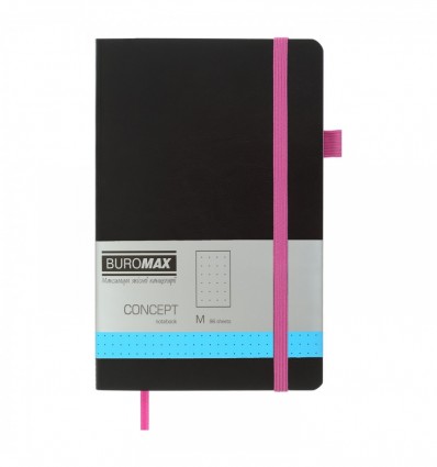 Книга записна BUROMAX CONCEPT 125х195, 96 аркушів, крапка, обкладинка штучна шкіра, рожева ( BM.2913