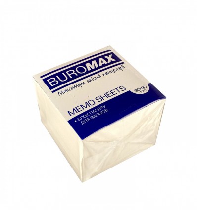 Блок білого паперу для нотаток BUROMAX 90х90х80мм, 1000 аркушів, не склеєний