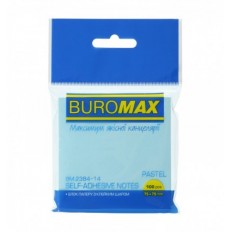 Блок для заметок BUROMAX PASTEL BM.2384-14, с клейким слоем 75х75мм, 100 листов, голубой