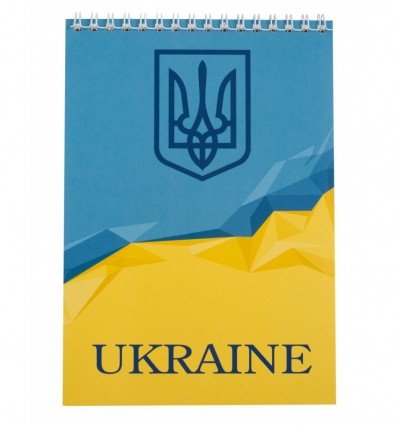 Блокнот BUROMAX UKRAINE, А-5, 48аркушів, клітка, картонна обкладинка, на пружині, блакитний