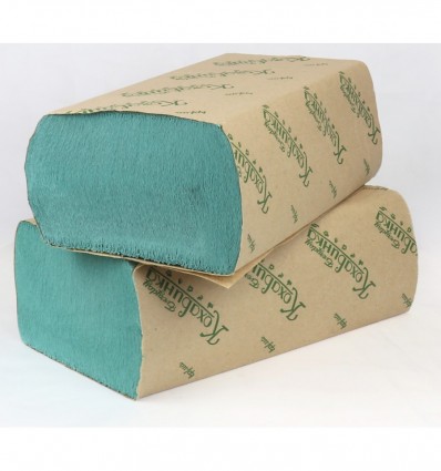 Полотенца бумажные КОХАВИНКА макулатурные Z-образные , 23х22 см, 200 листов, зеленый