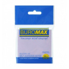 Блок для заметок BUROMAX PASTEL BM.2384-26, с клейким слоем 75х75мм, 100 листов, сиреневый