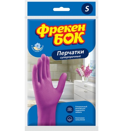 Рукавички універсальні ФРЕКЕН БОК , латексні, суперміцні, розмір S, рожеві ( fb.80314 )
