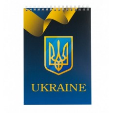 Блокнот BUROMAX UKRAINE, А-5, 48аркушів, клітка, картонна обкладинка, на пружині, синій ( BM.2454510