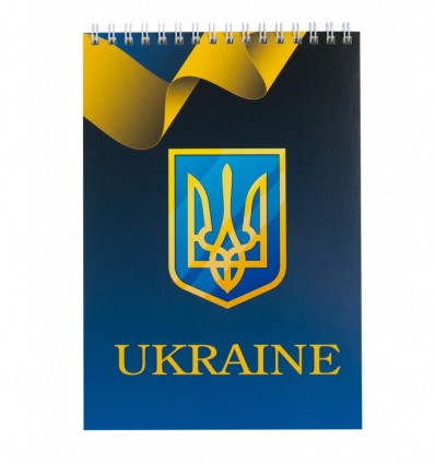 Блокнот BUROMAX UKRAINE, А-5, 48аркушів, клітка, картонна обкладинка, на пружині, синій ( BM.2454510