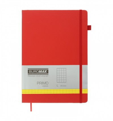 Книга записна BUROMAX PRIMO 190х250, 96 аркушів, клітинка, обкладинка штучна шкіра, бордова ( BM.292