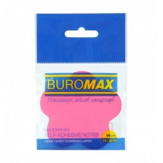 Блок для заметок BUROMAX NEON FLOWER BM.2368-99, с клейким слоем, 75х75мм, 50 листов, ассорти
