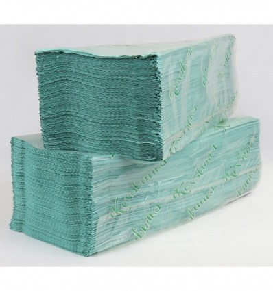 Полотенца бумажные КОХАВИНКА макулатурные V-образные , 23х25 см, 170 листов, зеленые