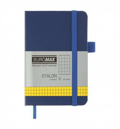 Книга записна BUROMAX ETALON 95х140, 96 аркушів, клітинка, обкладинка штучна шкіра, синя ( BM.296160