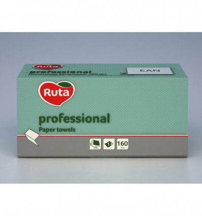 Рушники паперові RUTA "Professional" макулатурні V-подібні, 23х25 см, 160 листів, зелені