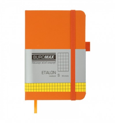 Книга записная ETALON 96 л., клетка, обложка искусственная кожа, оранжевая