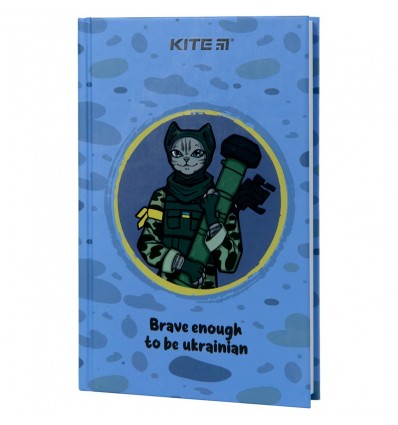 Книга записна Kite Хоробрий кіт, тверда обкладинка, А6, 80 аркушів, клітинка