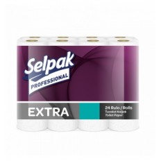 Папір туалетний SELPAK PRO Extra, целюлозна, 24 рулони на гільзі, 2-х шаровий, білий