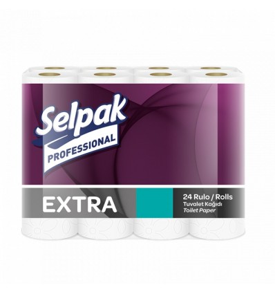Папір туалетний SELPAK PRO Extra, целюлозна, 24 рулони на гільзі, 2-х шаровий, білий
