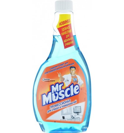 Средство для чистки стекла "Мистер Мускул", сменная бутылка, 500 мл, синий