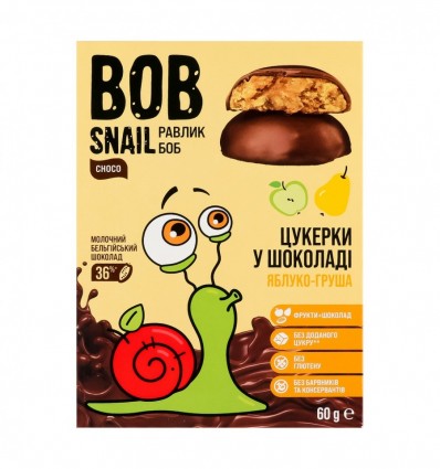 Конфеты Bob Snail Яблоко-груша в молочном шоколаде 60г