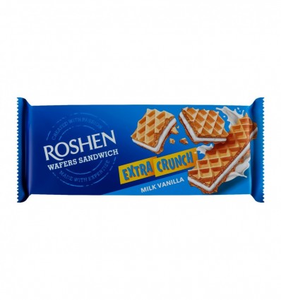 Вафлі Roshen Wafers Sandwich Extra Crunch Milk Vanilla 142г