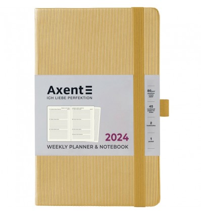 Еженедельник 2024 Axent Partner Lines, 125х195 мм, песочный