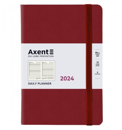 Ежедневник 2024 Axent Partner Soft Diamond, 145x210 мм, бордовый