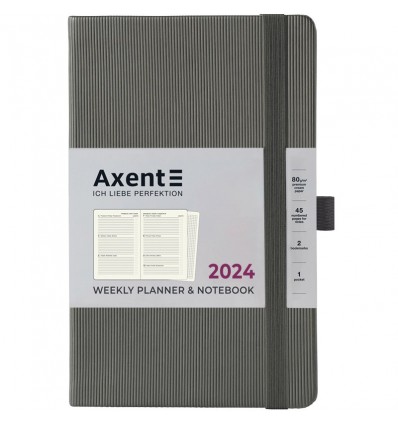 Щотижневик 2024 Axent Partner Lines, 125х195 мм, сірий