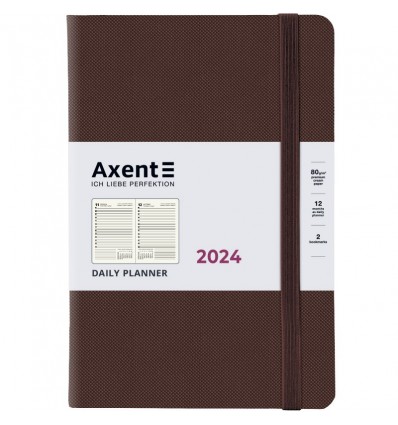 Ежедневник 2024 Axent Partner Soft Diamond, 145x210 мм, коричневый