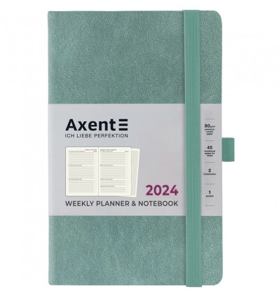 Еженедельник 2024 Axent Partner Soft Nuba, 125х195 мм, серо лазурный