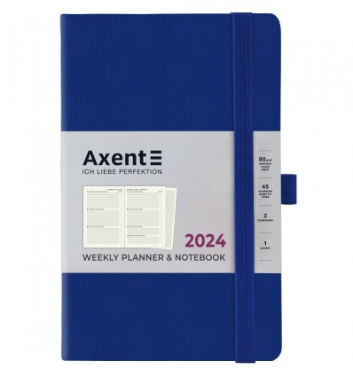 Еженедельник 2024 Axent Partner Soft Diamond, 125х195 мм, синий